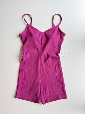 NWT LULULEMON Magenta Purple Ribbed Contoured Unitard 6" Romper, Size 10